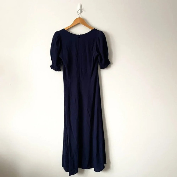 Aritzia Wilfred Tome Puff Sleeve Sweetheart Midi Dress Navy Blue Size  Small - Picture 7 of 11